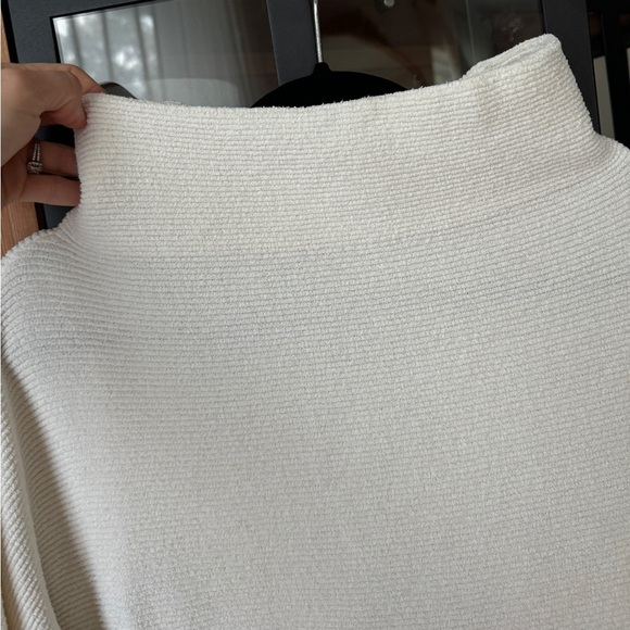 Free People mock neck sweater ribbed Ottoman Slouchy Tunic ecru loose parke - Picture 3 of 12